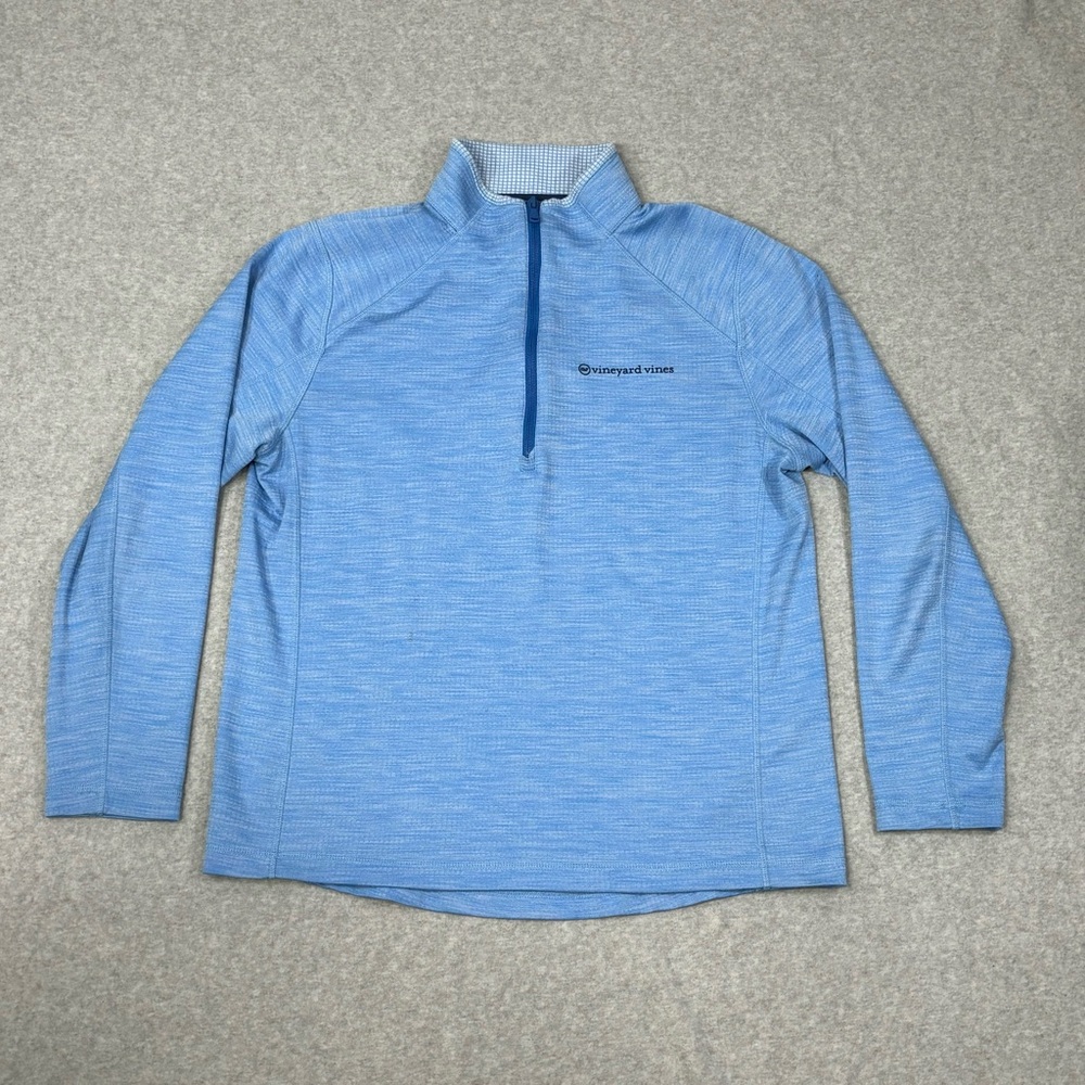 Vinyard Vines Performance Quarter Zip Sweater Men's Size Medium Light Blue
